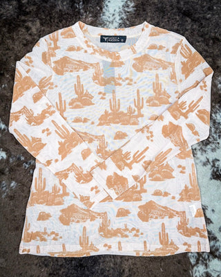 Desert Burnout Mesh Top - Ivory/Beige – Apparel from Bronco Western Supply Co.
