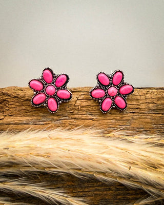 Desert Daisy Stud Earrings in Pink – Jewelry from Bronco Western Supply Co.