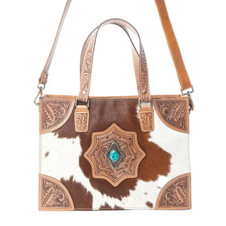 Desert Jewel Handtooled Hair - On Leather Concealed Carry Bag in Timber Brown by Myra Bag – Purses & Wallets from Bronco Western Supply Co.