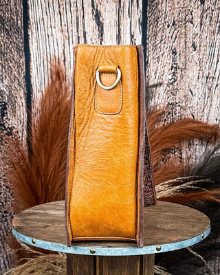Desert Jewel Handtooled Hair - On Leather Concealed Carry Bag in Timber Brown by Myra Bag – Purses & Wallets from Bronco Western Supply Co.