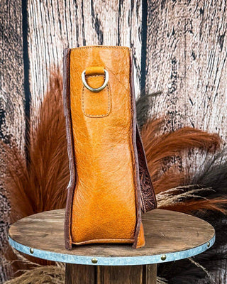 Desert Jewel Handtooled Hair - On Leather Concealed Carry Bag in Timber Brown by Myra Bag – Purses & Wallets from Bronco Western Supply Co.