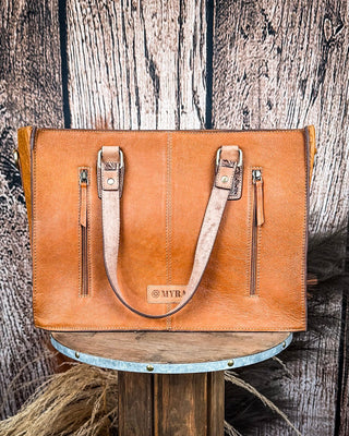 Desert Jewel Handtooled Hair - On Leather Concealed Carry Bag in Timber Brown by Myra Bag – Purses & Wallets from Bronco Western Supply Co.