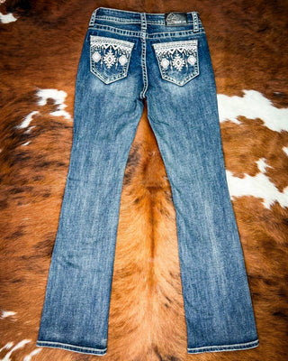 Desert Loom Aztec Bootcut Jeans in Dark Wash by Grace in LA – Apparel from Bronco Western Supply Co.