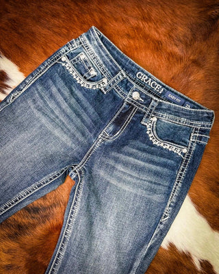 Desert Loom Aztec Bootcut Jeans in Dark Wash by Grace in LA – Apparel from Bronco Western Supply Co.