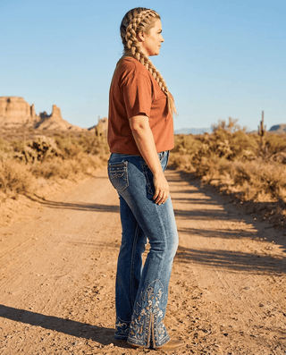 Desert Scroll Easy Flare Jeans in Dark Wash by Grace in LA – Apparel from Bronco Western Supply Co.