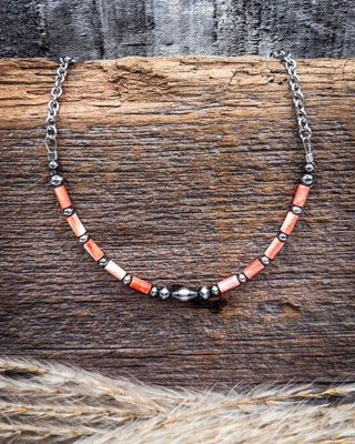 Desert Sunset Spiny Oyster Heishi Beaded Necklace – Jewelry from Bronco Western Supply Co.