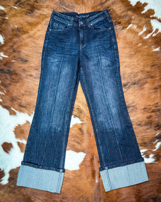 DFMI Dark Big Cuff Wide Leg Jeans in Dark Wash by Cowgirl Tuff – Apparel from Bronco Western Supply Co.