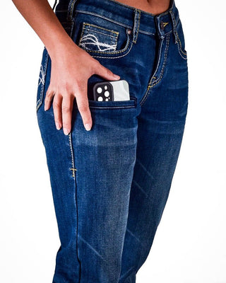DFMI Flannel Lined Bootcut Jeans in Medium Wash by Cowgirl Tuff – Apparel from Bronco Western Supply Co.