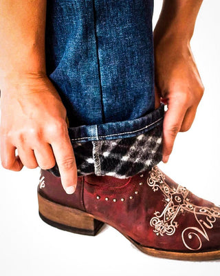 DFMI Flannel Lined Bootcut Jeans in Medium Wash by Cowgirl Tuff – Apparel from Bronco Western Supply Co.