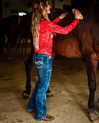 DFMI Flannel Lined Bootcut Jeans in Medium Wash by Cowgirl Tuff – Apparel from Bronco Western Supply Co.