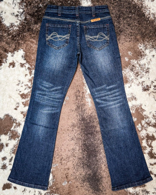 DFMI Indigo Mid - Rise Bootcut Jeans by Cowgirl Tuff – Apparel from Bronco Western Supply Co.