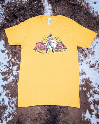 Don't Mess with the Cowgirl Graphic Tee - Mustard – Shirts & Tops from Bronco Western Supply Co.