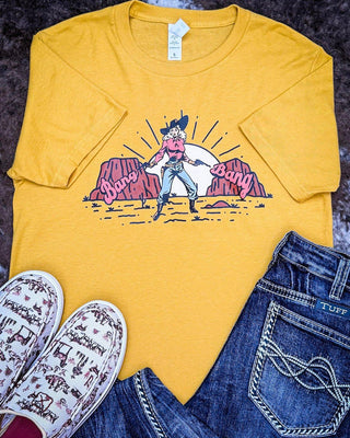 Don't Mess with the Cowgirl Graphic Tee - Mustard – Shirts & Tops from Bronco Western Supply Co.