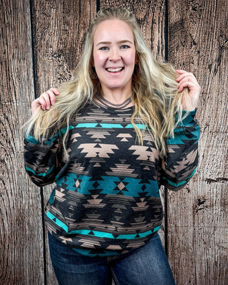 Driftwood Dusk Aztec Print Top by Sterling Kreek – Shirts & Tops from Bronco Western Supply Co.