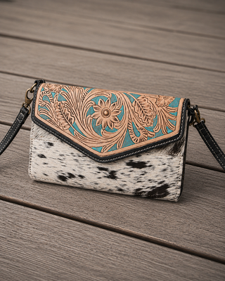Pelagic Hair-On Leather Crossbody Wallet by Myra Bag