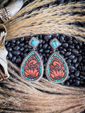 Elain Tooled Leather Earrings - Jewelry - Bronco Western Supply Jewelry - Bronco Western Supply Co.