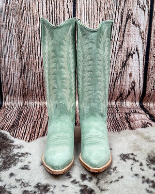 Emme Vintage Suede Boot in Aqua by Stetson – Women's Shoes from Bronco Western Supply Co.