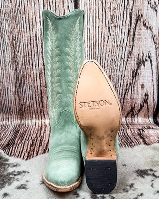 Emme Vintage Suede Boot in Aqua by Stetson – Women's Shoes from Bronco Western Supply Co.