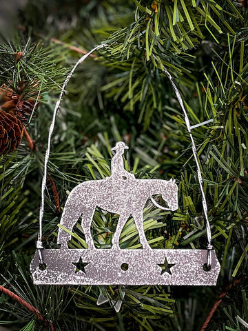 Equine Motif Ornament with Glitter Finish - Western Pleasure Silver - Gift Items - Gift Corral - Bronco Western Supply Co.