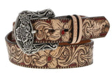 "Flora" Original HOOEY Ladies Belt Natural/Brown/Red/ Floral - Apparel - Hooey - Bronco Western Supply Co.