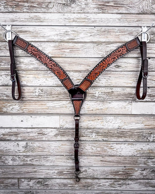 Floral and Sunflower Tooled Breast Collar and Headstall - Pieces Sold Separate – Horse Tack from Bronco Western Supply Co.