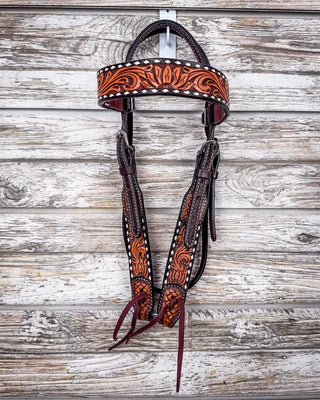 Floral and Sunflower Tooled Breast Collar and Headstall - Pieces Sold Separate – Horse Tack from Bronco Western Supply Co.