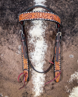 Floral and Sunflower Tooled Breast Collar and Headstall - Pieces Sold Separate – Horse Tack from Bronco Western Supply Co.