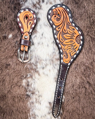 Floral and Sunflower Tooled Ladies Spur Straps – Spur Straps from Bronco Western Supply Co.