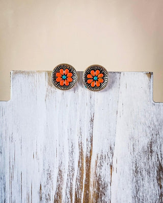 Flourish Flower Stud Fashion Earrings - Copper – Jewelry from Bronco Western Supply Co.