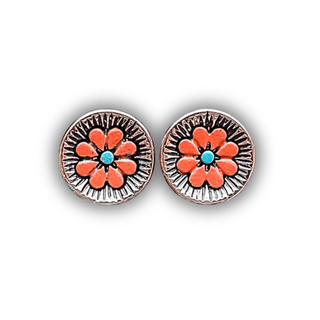 Flourish Flower Stud Fashion Earrings - Copper – Jewelry from Bronco Western Supply Co.