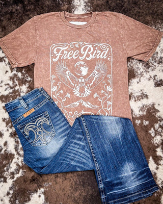 Free Bird Graphic Tee - Mocha – Apparel from Bronco Western Supply Co.