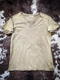 Frisco Acid - Wash V - Neck Tee - Mocha - Apparel - Bronco Western Supply Co. - Bronco Western Supply Co.