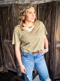 Frisco Acid - Wash V - Neck Tee - Mocha - Apparel - Bronco Western Supply Co. - Bronco Western Supply Co.