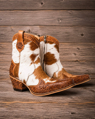 Georgia Trail Hair-On Hide Tooled Leather Boots by Myra Beg – Women's Shoes from Bronco Western Supply Co.