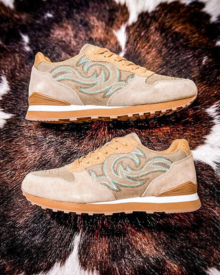 Giddyup Spice Western Stitch Joggers in Tan and Turquoise by Roper – Women's Shoes from Bronco Western Supply Co.
