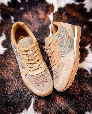 Giddyup Spice Western Stitch Joggers in Tan and Turquoise by Roper – Women's Shoes from Bronco Western Supply Co.