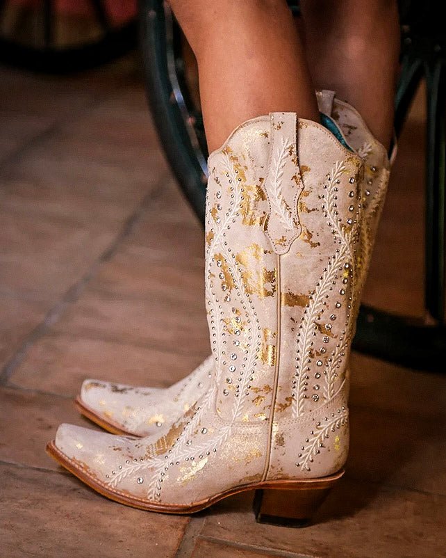 Gilded Halo Crystal Snip Toe Boots in Golden Tan by Corral Boots – Women's Boots from Bronco Western Supply Co.