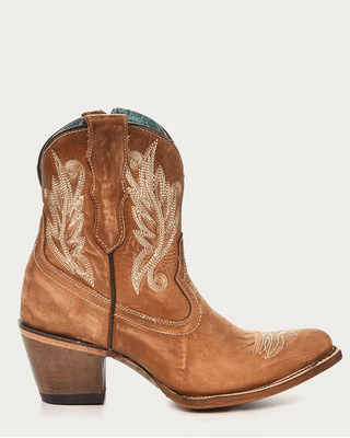 Gilded Juniper Embroidered J Toe Ankle Boots in Golden Tan by Corral Boots – Women's Boots from Bronco Western Supply Co.