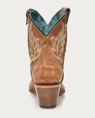 Gilded Juniper Embroidered J Toe Ankle Boots in Golden Tan by Corral Boots – Women's Boots from Bronco Western Supply Co.