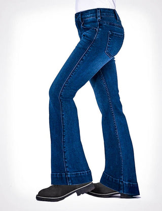 Girl's Classic Trouser Jeans in Medium Wash by Cowgirl Tuff – Apparel from Bronco Western Supply Co.