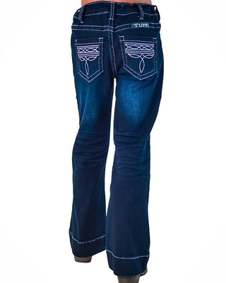 Girl's Purple BootStitch Trouser Jeans in Dark Wash by Cowgirl Tuff – Apparel from Bronco Western Supply Co.