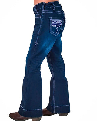 Girl's Purple BootStitch Trouser Jeans in Dark Wash by Cowgirl Tuff – Apparel from Bronco Western Supply Co.