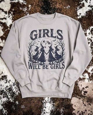 Girls Will Be Girls Witch Graphic Tee or Pullover – Apparel from Bronco Western Supply Co.