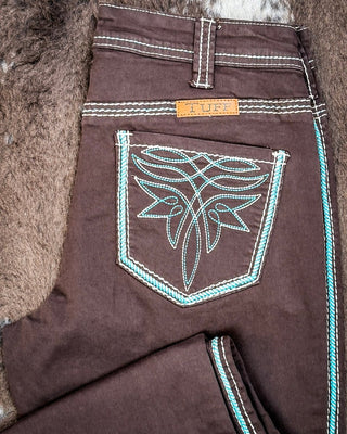 Go West Turquoise Bootcut Jeans by Cowgirl Tuff – Apparel from Bronco Western Supply Co.