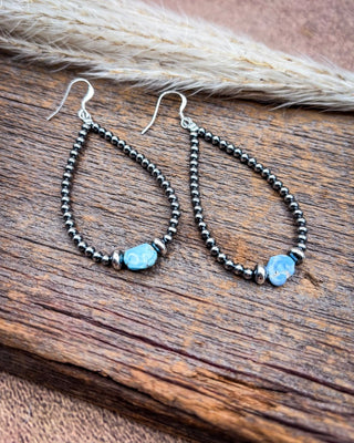 Golden Hill Turquoise and Sterling Silver Pearl Teardrop Earrings – Jewelry from Bronco Western Supply Co.