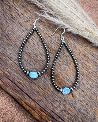 Golden Hill Turquoise and Sterling Silver Pearl Teardrop Earrings – Jewelry from Bronco Western Supply Co.