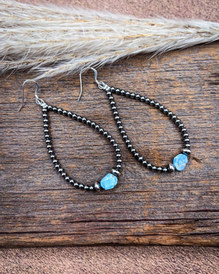 Golden Hill Turquoise and Sterling Silver Pearl Teardrop Earrings – Jewelry from Bronco Western Supply Co.