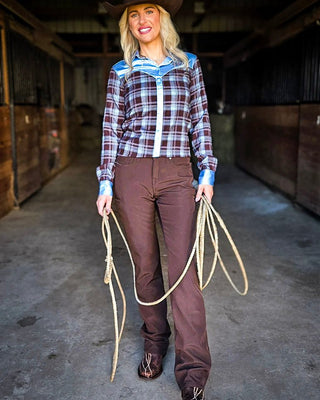 Got Weather Flannel Lined Bootcut Pants in Brown by Cowgirl Tuff – Apparel from Bronco Western Supply Co.
