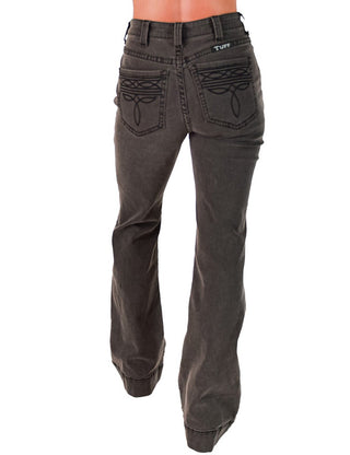 Gray Bootstitch High - Waisted Trouser Jeans by Cowgirl Tuff – Apparel from Bronco Western Supply Co.
