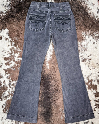 Gray Bootstitch High - Waisted Trouser Jeans by Cowgirl Tuff – Apparel from Bronco Western Supply Co.